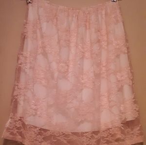 Pink lace skirt